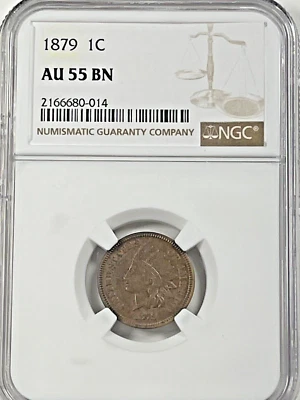 1879 Indian Cent : NGC AU55BN - Image 1 of 4