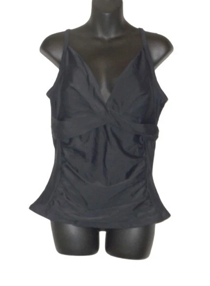 Top de natación Nicole Miller Tankini nuevo con etiquetas talla 1x negro nuevo Foto 1 de 4