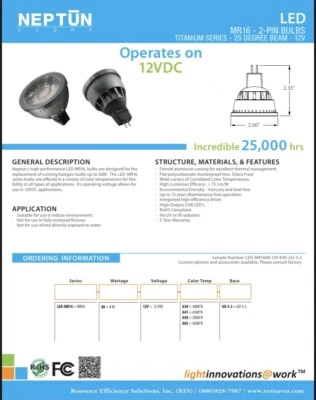 LED MR16 Bulb 3000K 8w - Image 1 of 2