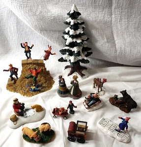 12 LEMAX Figures & Accessories HAYSTACK Pigs SLED Moose TREE Boy Wagon SLED Bear - Picture 1 of 21