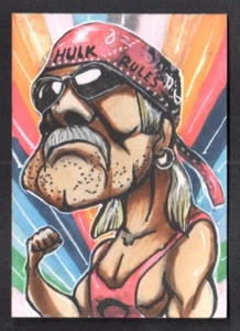 CRAZY CARICATURES (2023) SKETCH ART CARD by ALEJANDRO OSIANG of Hulk Hogan - Picture 1 of 3