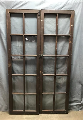 Pair Antique 10 Lite Casement Windows Cabinet Vintage Doors 20x68 Old 326-24B - Image 1 of 4
