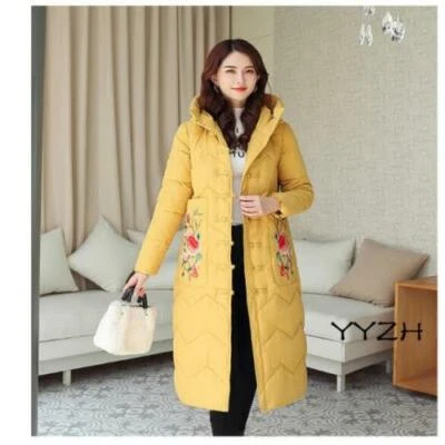 Winter Women Puffer Parka Down cotton Jacket Hooded Warm Over The Knee Long Coat - Image 1 of 4