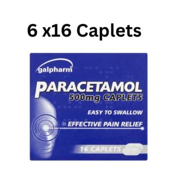 Galpharm/Flamingo Headache Migraine Back Pain Relief 500mg 6x16CAPLETS Free P&P