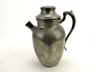 Old Colonial Pewter Cocktail Shaker, Slip Lid, Stubby Spout, Scroll Handle Ptp06