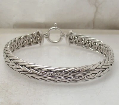 Pulsera espiga de trigo pulido antideslustre real plata de ley 925 Foto 1 de 4