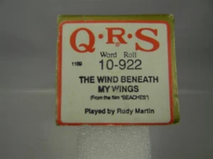  The WInd Beneath My Wings 10-922 " Beaches" QRS Player Piano Word Roll - P6 - Bild 1 von 5