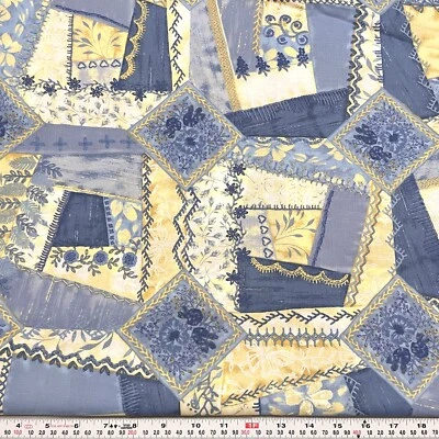 Daisy Kingdom Silk Ribbon Patch Quilter's ONLY Cotton Fabric by the HALF YARD - Image 1 of 2