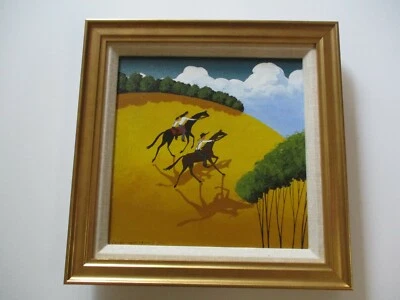 American FOLK 艺术绘画 WHIMSICAL ESTATE COUNTRY LANDSCAPE CHARMING LISTED — 第 1/4 张图片