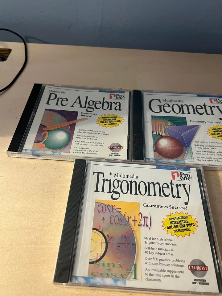 Multimedia Pre Trigonometry, Algebra, Geometry set of 3 - Image 1 of 1