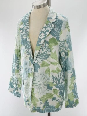 JOIE Teal Floral Washable Linen One Button Blazer Jacket XL NWT - Image 1 of 2