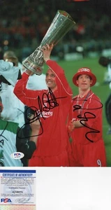 LIVERPOOL 2001 UEFA CUP WIN PHOTO SIGN BY ROBBIE FOWLER & GARY MCALLISTER PSA - Picture 1 of 1