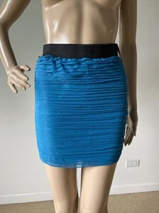 New NWT Xhilaration Blue Sheer Layered Ruffled Mini Skirt Fully Lined Stretch XS - Picture 1 of 12