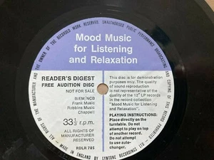 1963 READERS DIGEST 7" 33rpm FLEXI-DISC - MOOD MUSIC FOR LISTENING & RELAXATION - Imagen 1 de 1