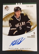 2007-08 SP AUTHENTIC MATT NISKANEN FUTURE WATCH #210 ROOKIE AUTO #768/999