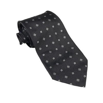 Emporio Armani Silk Made In Italy Gray Silver Geometric Men’s Tie Necktie READ - Image 1 of 4