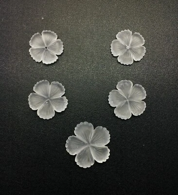 CRISTAL DE ROCA NATURAL/tallado a mano/flores/tamaño 24,00 mm a 32,00 mm/107,15 quilates/5 piezas Foto 1 de 4