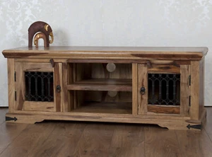 Thakat TV Stand Cabinet Unit Plasma Bench in Solid Rosewood Sheesham - Picture 1 of 6