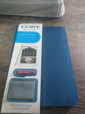 NEW COBY 7-8" TABLET CASE. Includes stylus & cloth. Reversible, Blue/Pink - Image 1 of 4