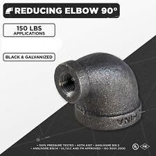 Black Malleable Iron 90° Reducing Elbow Connection 150 lb