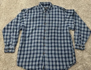 Camisa Moose Creek Para Hombres Grande Lino Azul A Cuadros Manga Larga Abotonada Ropa Informal - Imagen 1 de 8