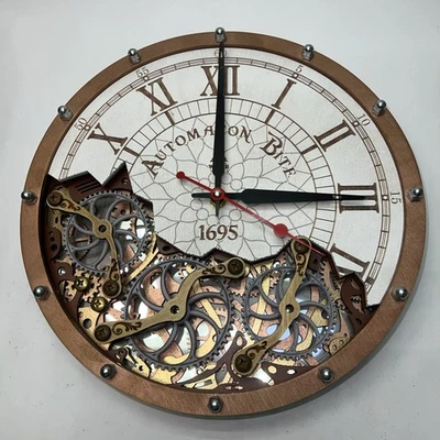 "Reloj de pared Automaton 1695 cobre blanco, engranajes móviles Steampunk decoración del hogar 12,5""" Foto 1 de 3