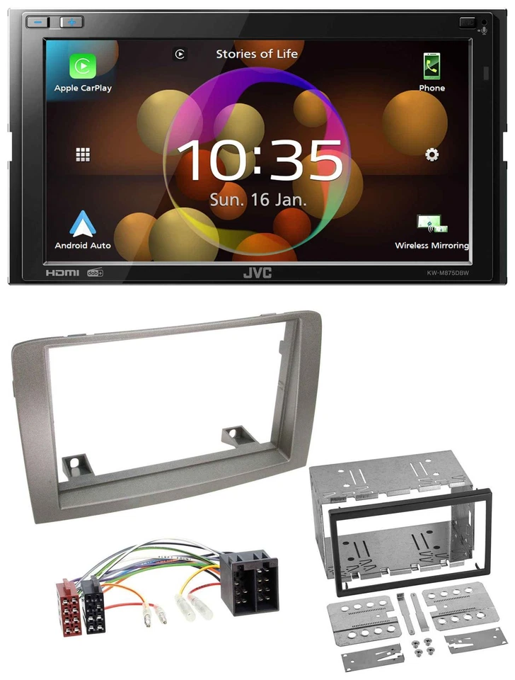 JVC DAB MP3 2DIN Bluetooth USB Autoradio für Lancia Musa (2004-2012) - Bild 1 von 4