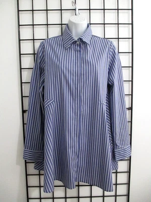 COMFY USA  🌸 MEDIUM==BLUE & WHITE STRIPED / TUNIC SWING BLOUSE - Изображение 1 из 4