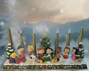 Danbury Mint Peanuts Christmas Candelabra Lighted with Box SELLING AS IS SEE DES - Picture 1 of 6