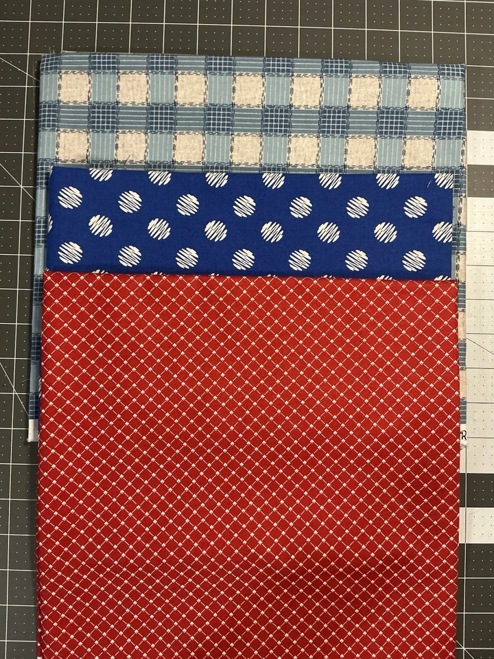 Fabric Lot Of Red, White And Blue, Windham And Moda, Total Of 3.75 Yds - Image 1 of 4