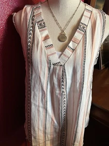 Top donna di Mine Lovely rosa/nero a righe senza maniche taglia M/L - Foto 1 di 4