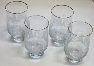 Vintage Arby's Libbey Frosted Glasses Winter Tree Scene Tumbler W/Gold Rim Set-4 - Picture 1 of 10