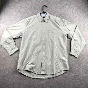 Camisa Tommy Hilfiger Para Hombres Con Botones Manga Larga Grande Gris Calce Clásico Bolsillo - Imagen 1 de 8