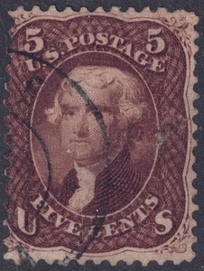 USA 1863 Thomas Jefferson (5c marrone) us - Imagen 1 de 6
