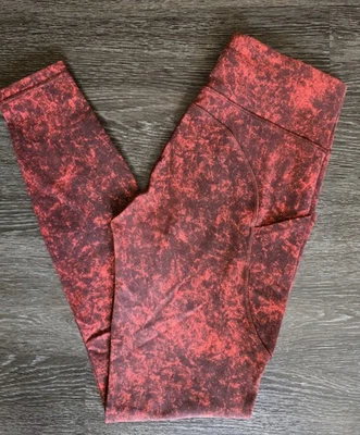Lululemon Invigorate Leggings HR Denim Print Wash Red Black Size 6 28" - Image 1 of 4