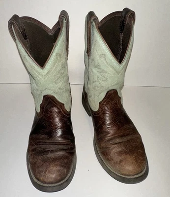 Botas vaqueras occidentales de cuero verde azulado marrón tracey Quickdraw para mujer ARIAT talla 8B Foto 1 de 4
