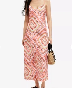 ALLSAINTS Bryony Luisa graphic-print V-neck woven midi dress size 8 NWT - Picture 1 of 4