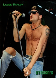 vtg 90s LAYNE STALEY ALICE IN CHAINS MAGAZINE PINUP PAGE Concert Bare Chest Hair - Picture 1 of 1