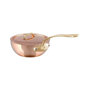 Mauviel M'Heritage M'200 B Chef Pan With Lid, Brass Handle, 3.7-Qt - Picture 1 of 5