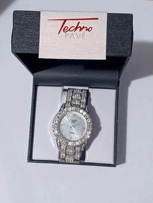 Techno Pave Mens Diamond Watch 8719b, New - Image 1 of 4