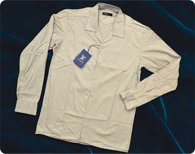 Hombres Louis Vuitton Conjunto Camisa Pantalones Beige Neutro Manga Larga Talla S Pecho 21.25" Foto 1 de 4