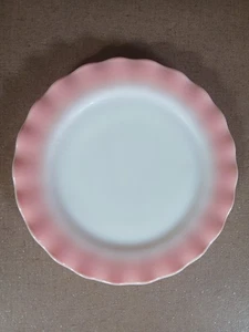 Hazel Atlas Reifrock Rosa Kräuselter Rand 9" Vintage Mittagessen Essteller (2) - Bild 1 von 7