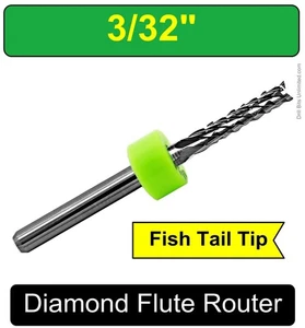 3/32" Router Bit Carbide .394" Depth Diamond Flutes 1 Piece Carbon Fiber R139 - Picture 1 of 5