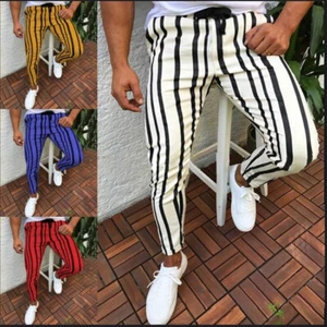 Mens Suit Pants Casual Slim Stripes Pants Business Office Long Dress Trousers - Picture 1 of 17