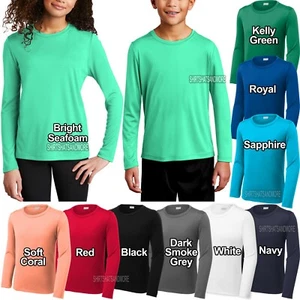 Youth Long Sleeve Fishing T-Shirt UPF 50 UV Moisture Wicking Kids Boy Girl XS-XL - Picture 1 of 11