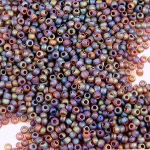 11/0 Japanese TOHO Seed Beads Transparent Rainbow-Frosted Smoky Topaz 10-grams - Picture 1 of 3