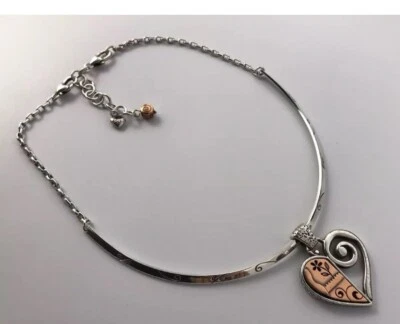 Брайтон серебро и медь двусторонний сердце подвеска ожерелье регулируемая цепочка #554 - Изображение 1 из 4