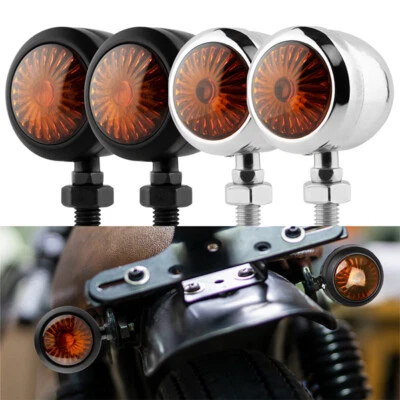 Chrome Amber Bullet Turning Signal Lights For Honda Shadow Sabre VT VF 700 750 , - Image 1 of 4