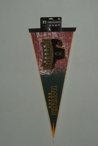 BAYLOR UNIVERSITY BEARS BRICK DESIGN TRIANGLE 12" X 30" FELT WALL PENNANT NEW Cover