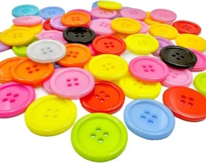 1 Inch Plastic Buttons for Sewing 25mm Mixed Colored Buttons 4 Holes Pack of 100 - Picture 1 of 5